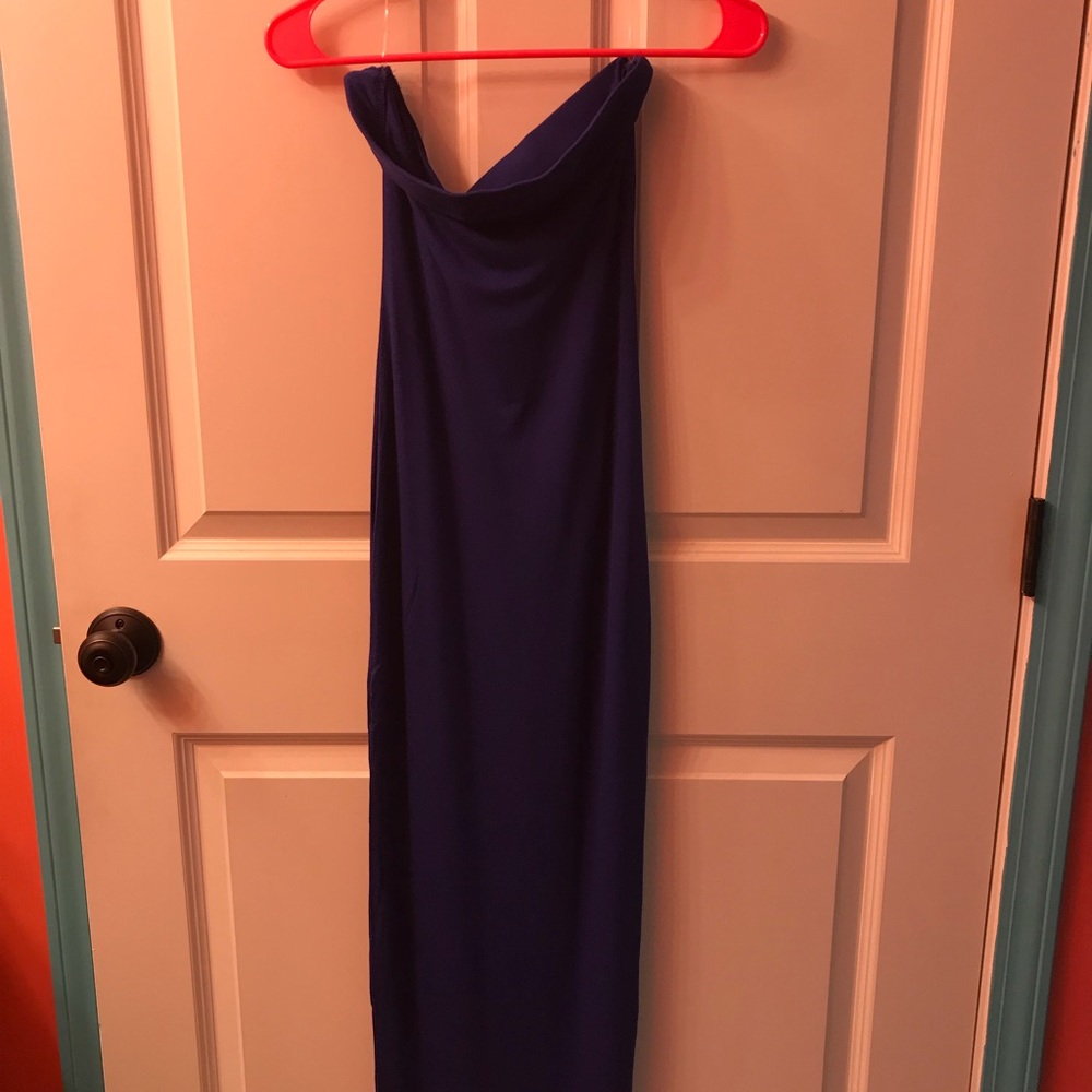 Blue strapless dress